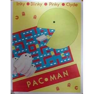  Pacman (Vintage w/ Yellow Background) Poster Print   18 X 