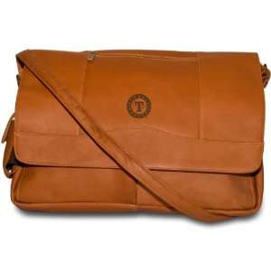 Pangea Tan Leather Laptop Messenger Bag   Texas Rangers:  