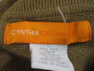 CYNTHIA STEFFE Brown Suede Sweater Jacket Coat Sz L  