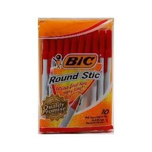  Bic Round Stic Pen Red Med 10pk: Health & Personal Care
