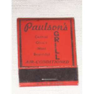  Vintage Paulsons Grill Restaurant Matchbook   Marion Ohio 
