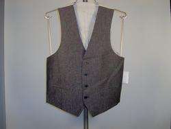 Calvin Klein Linen Suit Vest Pinstripe Charcoal Mens  