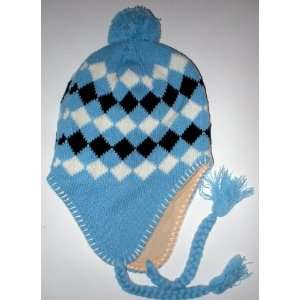  Womens Warm Winter Fleece Earflap Light Powder Blue Ski Hat 