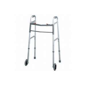  Deluxe Folding Walker, Two Button Release, with 3 Wheels 