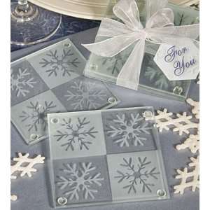  Coasters  Lustrous Snowflake Glass Coaster Set (72   143 