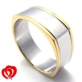 Mens Women Silver/Gold Stainless Steel Ring Size 7 12  