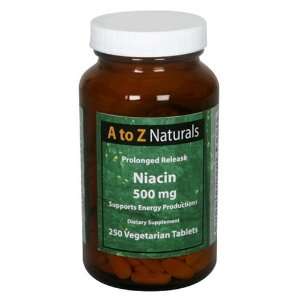  A to Z Naturals Niacin, Vegetarian Tablets, 500 mg, 250 