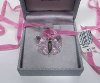 LALIQUE BUTTERFLY CRYSTAL PENDANT NECKLACE PINK NWT  