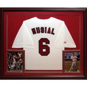  Stan Musial Signed Jersey   White #6 Deluxe Framed The Man 