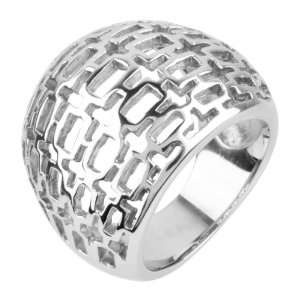 Womens Cocktail Stainless Steel Ring with Infrequent Rectangular 