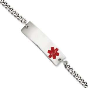  Stainless Steel Medical Alert 8.75in Bracelet: Jewelry