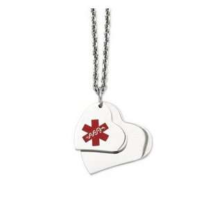    Stainless Steel Double Heart Medical Alert Pendant Jewelry
