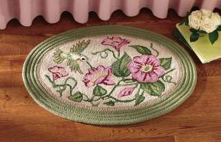 Rugs oval shape contains a world of springtime beauty. Hand hooked 
