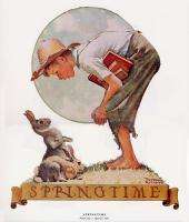 Norman Rockwell Boy And Rabbits Print SPRINGTIME 1935  