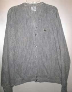 for sale is a vintage izod lacoste gunmetal gray cardigan sweater it 