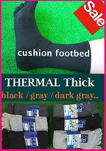   THERMAL five toe socks shoes warm/thick/crew/cushioned footbed NEW