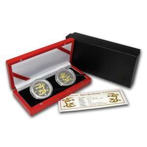  2012 Palau $5 Silver Year of the Dragon Gilded Proof Set 