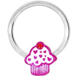  Pink Love Sprinkles Cupcake Captive Bead Ring Jewelry