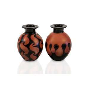 Ceramic vases, Droplets and Braids (pair)
