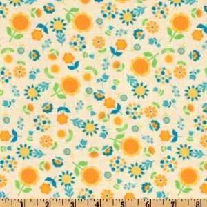  44 Wide I Heart Floral Blue Fabric By The Yard: Arts 