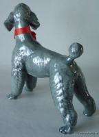 Old KERAMOS Austria Pottery GREY POODLE Dog Fig 7 1/4  