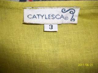 CATY LESCA PARIS long linen duster blouse tunic M/L  