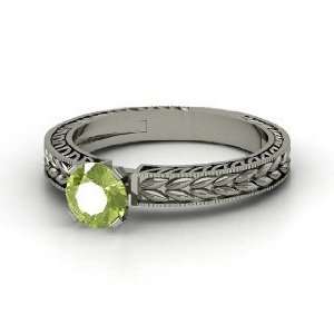 Charlotte Ring, Round Peridot 14K White Gold Ring: Jewelry
