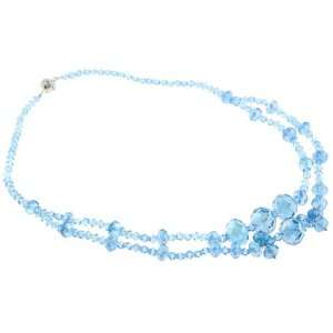  Sapphire AB Blue Graduated Rondell Crystal Bead Necklace 