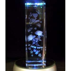  Laser Etched Crystal Mom 6 Inches Tall