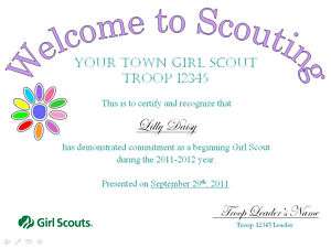 Girl Scout Welcome/Investiture/Bridging Certificates  