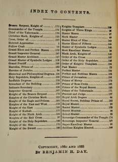   Occult KNIGHTS TEMPLAR Free Mason Antique Masonry RARE BOOK  