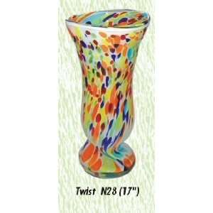    Blue Twist Vase Hand Blown Modern Glass Vase: Home & Kitchen