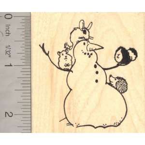 Small Pets with Snowman Rubber Stamp, Guinea Pig, Chinchilla, Hamster 