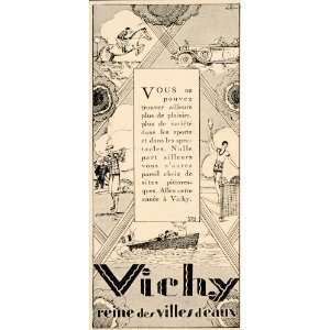  1928 Ad French Vichy Travel City Water Sport Tourism 