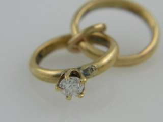   14K GOLD DIAMOND ENGAGEMENT RING WEDDING BAND CHARM FOR CHARM BRACELET