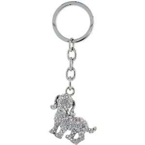 Palladium plated Swarovski Crystal Beagle Dog Key Chain, Key Ring, Key 