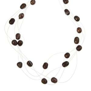   Silver Chocolate Freshwater Pearl Fishline Necklace (8 9 mm) Jewelry