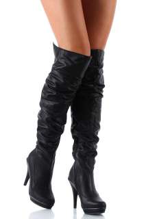 New Wild Diva Charlotte 01 Womens Cuff Thigh High Boots Black  