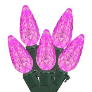   LED Hot Barbie Pink C6 Christmas Lights   Green Wire