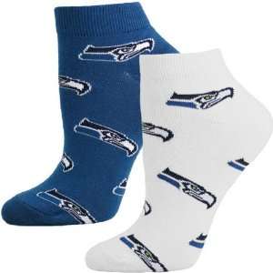 Seattle Seahawks Ladies White Pacific Blue Two Pack Socks:  