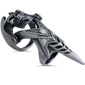  Pewter Fashion Armor Finger Ring   Skull Jewelry
