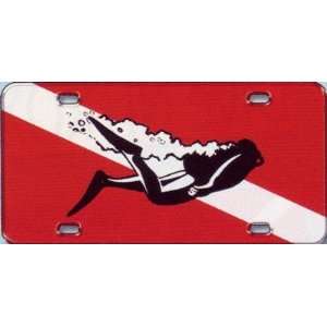  Dive Flag with Swimming Diver Metal License Plate Sports 