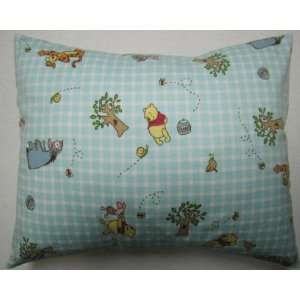   Pillow Case   Flannel Pillow Case   Pooh Blue Grid   Made In USA Baby