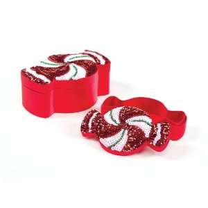  Pack of 6 Candy Crush Sequined Red & White Peppermint 