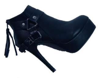 New Womens Black Punk High Heel Platform Ankle Boots Shoes AU 4 8 