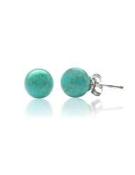 Bling Jewelry 925 Sterling Silver Turquoise Stud Earrings 6mm