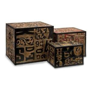   Earth Toned Letters and Numbers Symbolist Decorative Storage Boxes 13