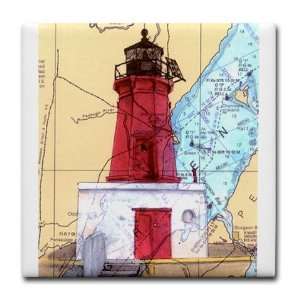  Menominee Lighthouse Lake Mic River Tile Coaster by 