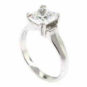 Sterling Silver Classic Solitaire Engagement Ring w/Radiant White CZ 