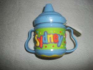 NEW SYDNEY SIPPY CUP LT BLUE PERSONALIZED NON SPILL VALVE  